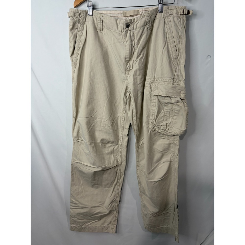 VTG Polo Ralph Lauren Mens 38x32 Twill Cargo Pants Tan Khaki Utility Military